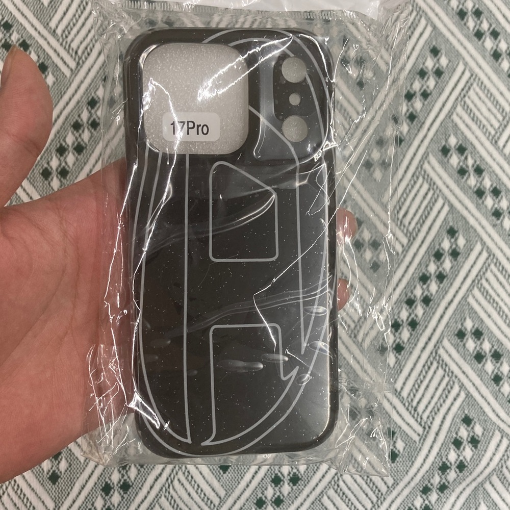 Diesel Black Glitter Protective Case for 17Pro